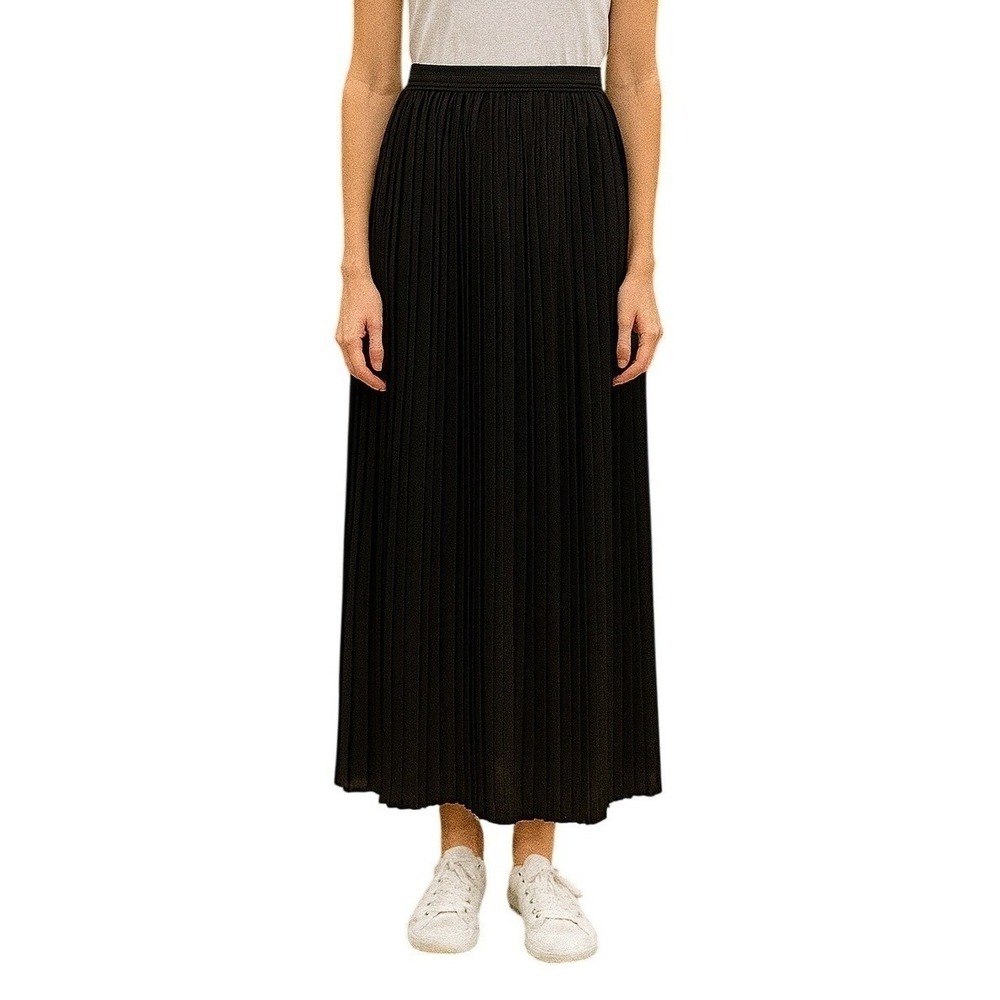 41 Hawthorn Womens‎ M Black Pleated Maxi Skirt Elastic Waist Flowy Lined